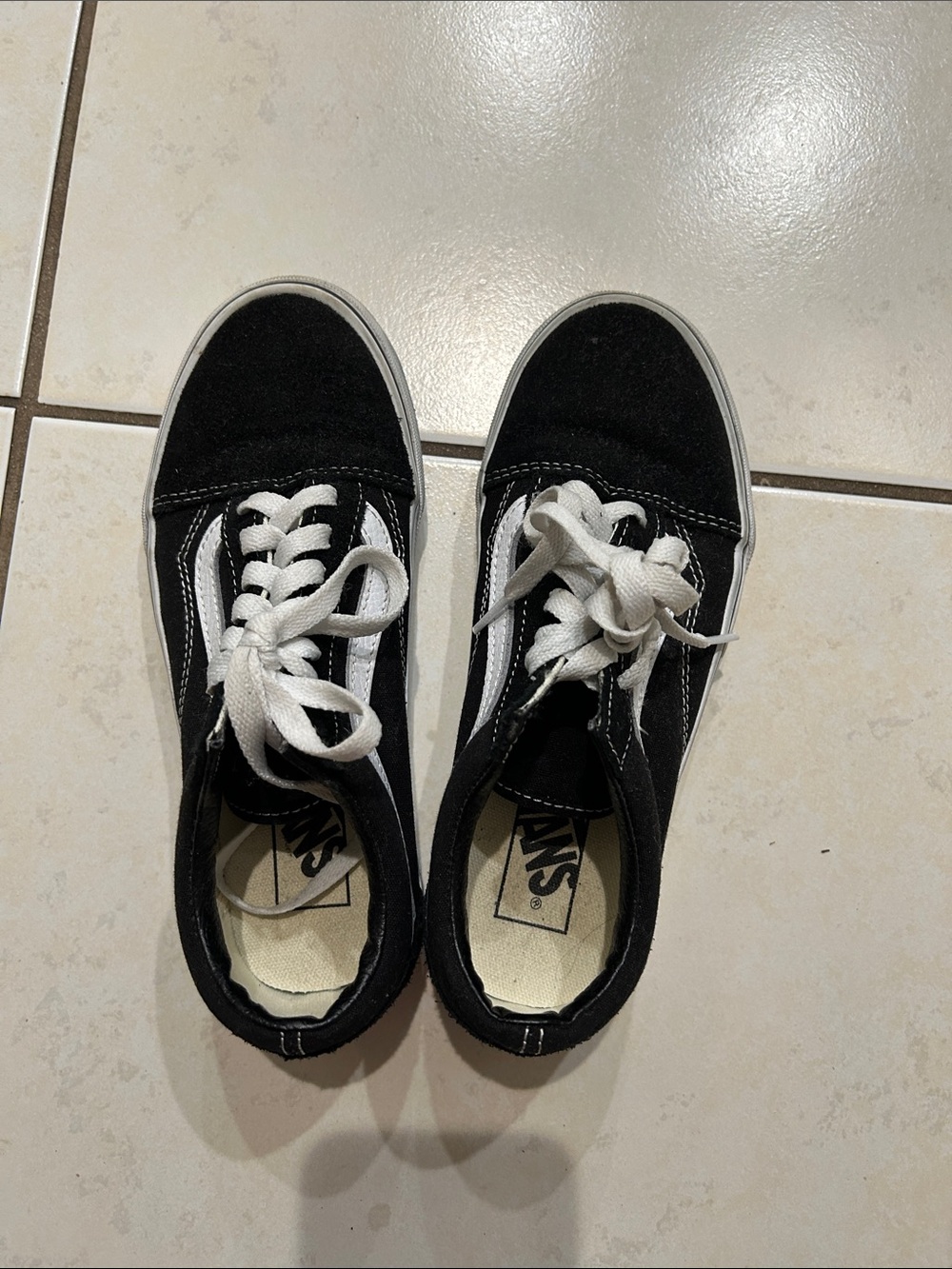 Vans Kids Black & White Canvas Low-Top Sneakers